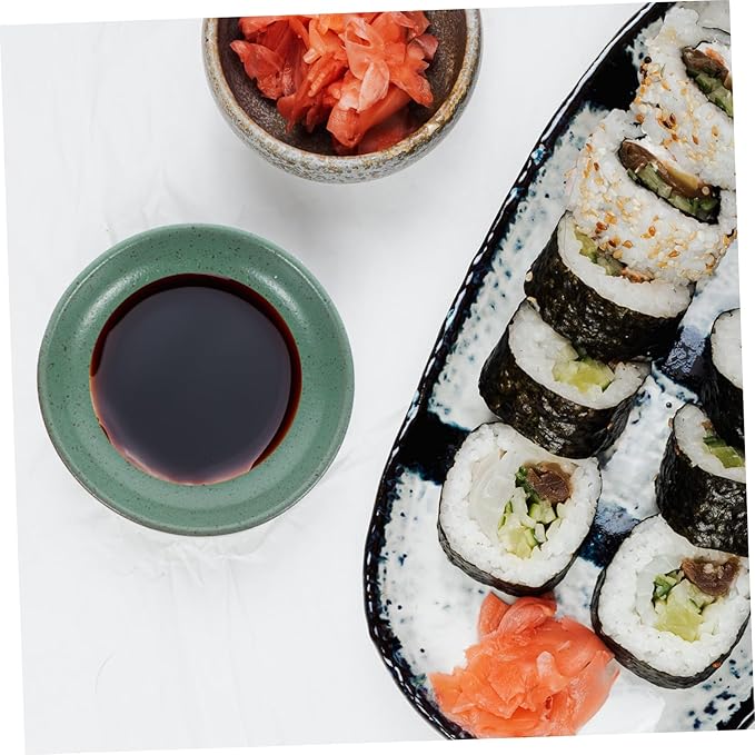 Amosfun Ceramic Appetizer Plates Set of 4 Round Wear-Resistant Snack Serving Dishes Shallow Dinner Plates for Sauces Dips and Side Dishes for Restaurants and Parties
