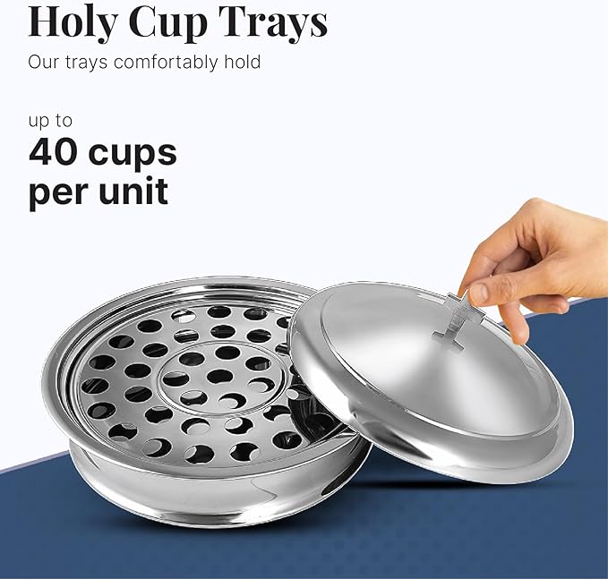 Communion Tray Set | Church Communion Tray Set | Stackable 1 Communions Tray with a Cover, 40-Hole Disk | Communions Supplies | Stainless Steel - Shiny Mirror Finish