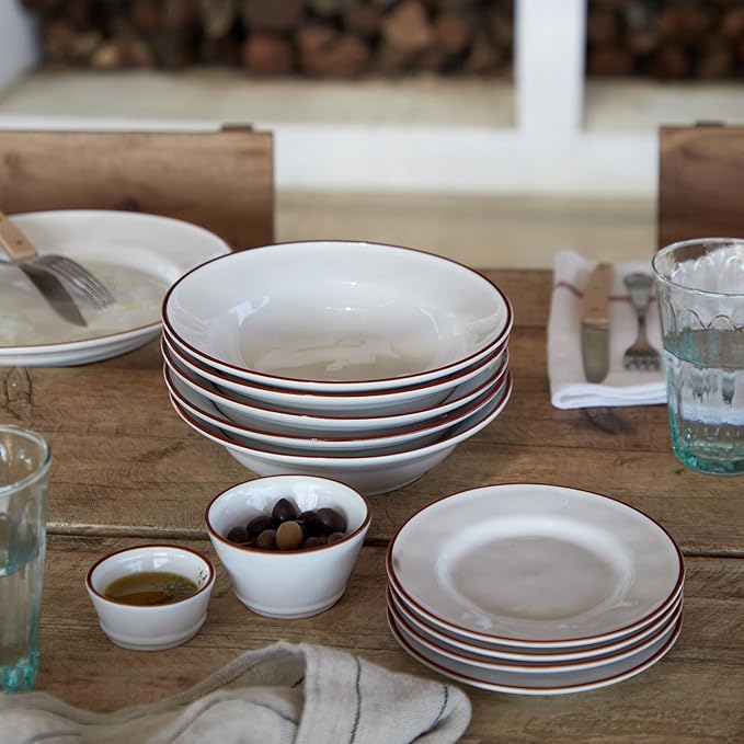 Costa Nova Ceramic Stoneware 6'' Bread Plate - Beja Collection, White & Blue | Microwave & Dishwasher Safe Dinnerware | Food Safe Glazing | Restaurant Quality Tableware