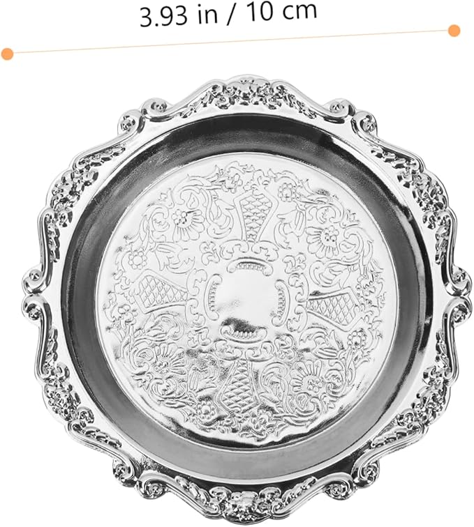 Garneck 6Pcs Mini Vintage Metal Snack Trays for Fruits Nuts Candy Food Serving Platters for Parties and Home Dining Elegant Silver Fruit Bowls for Appetizers and Dry Foods