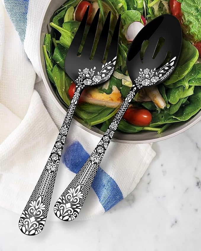 EUIRIO 5PCS Serving Utensils,Serving Set Includes Large Serving Spoon Slotted Serving Spoon Serving Fork Sugar Spoon&Butter Knife,Stainless Steel Flatware Serving set for Buffet Party,Dishwasher Safe