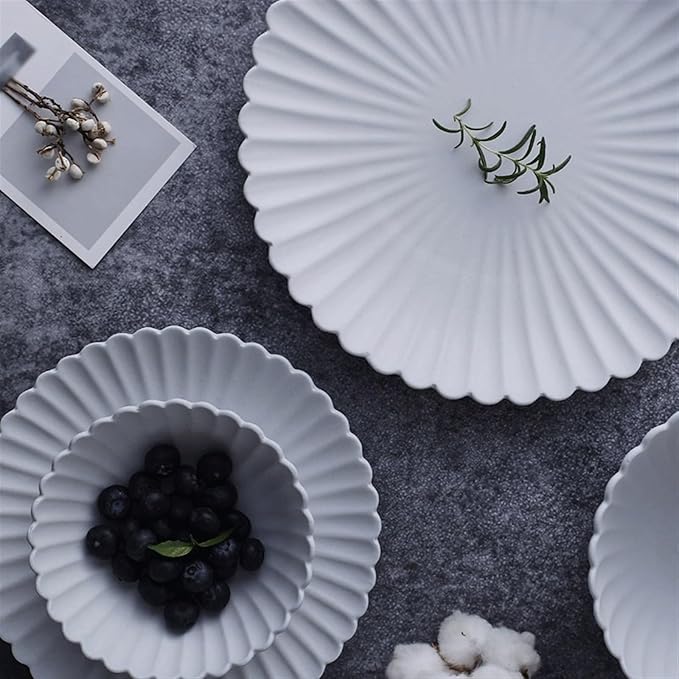 Dessert Plates Simple White Ceramic Dinner Plate Restaurant Fruit Snack Bread Dessert Kitchen Tableware Dinner Tableware(26cm)