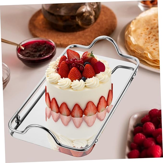 Silver Tray Portable Serving Tray Handles Stainless Steel for Wedding Parties