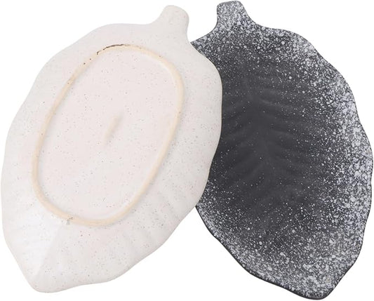 Alipis 2Pcs Japanese Vintage Ceramic Banana Leaf Plates Irregular Dipping Dish for Snacks and Sauces Household Tableware for Appetizers and Desserts