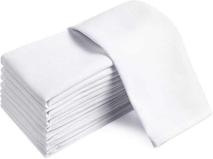 Elegant Restaurant Quality 100% Cotton Dinner Table Cloth Napkins with Clean- Lined Hemmed Edges, Bulk Set, Square 20" x 20'' for Weddings, Hotels, Restaurants, and Classy Home Dinners (180)