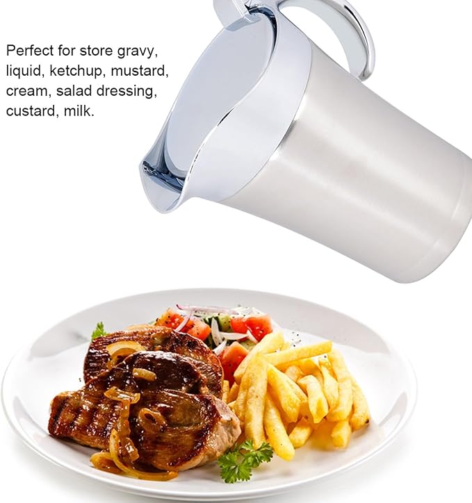 Thermal Sauce Boat Jug, Stainless Steel Gravy Boat, Insulated Sauce Pot, Suitable for Daily Use In Home and Professional Kitchens (Large size 750ml)