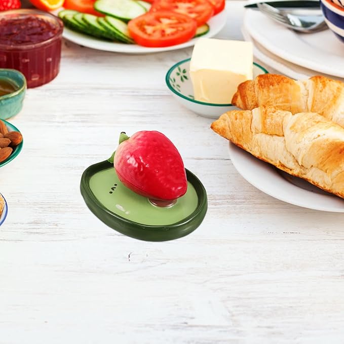 Luxshiny Avocado Shaped Small Ceramic Fruit Plate 4-inch Hand-painted Snack Appetizer Dish for Home Kitchen Dining