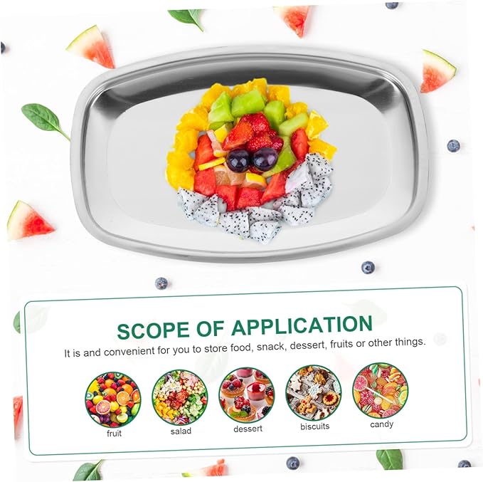 Ciieeo 304 Stainless Steel Serving Tray Rectangular Snack and Fruit Storage Tray for Hotel and Home Use Practical Dish Towel Organizer Easy to Clean