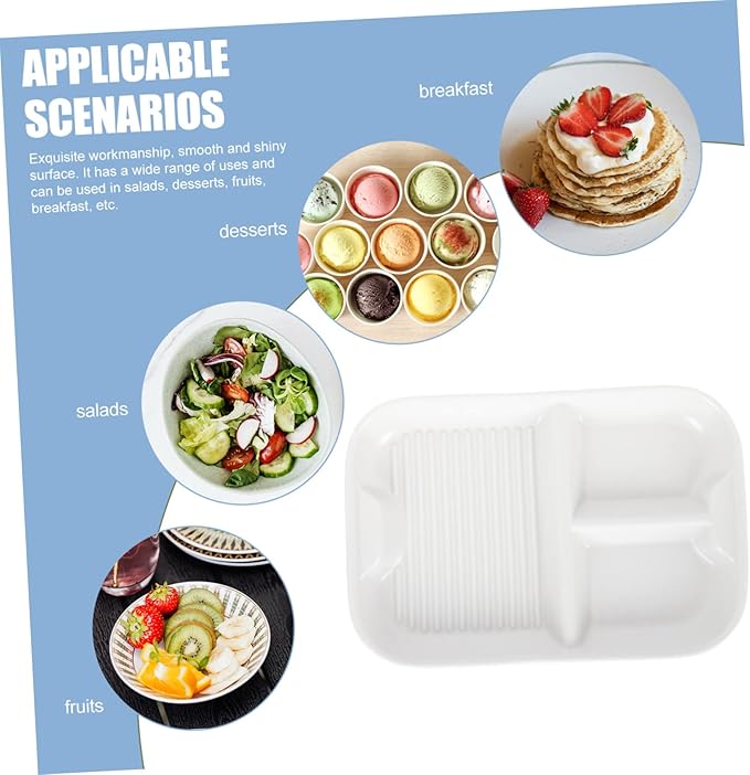 Divided Plate for Breakfast Divided Plate Ceramic Snack Tray Lid School Breakfast Trays