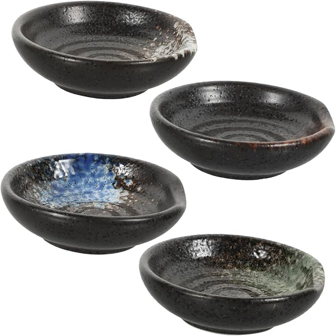Cabilock 4pcs Sauce Dishes for Dipping Japanese Style Ceramic Seasoning Plates Home Dipping Plate