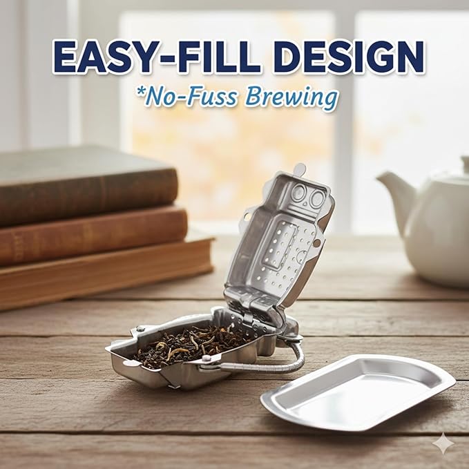 Robot Tea Infuser for Loose Leaf Tea, Cute Stainless Steel Tea Strainer & Steeper, Fine Mesh Tea Ball Filter with Arms to Hang on Mug, Fun Novelty Kitchen Gadget & Gift for Tea Lovers (Robot)