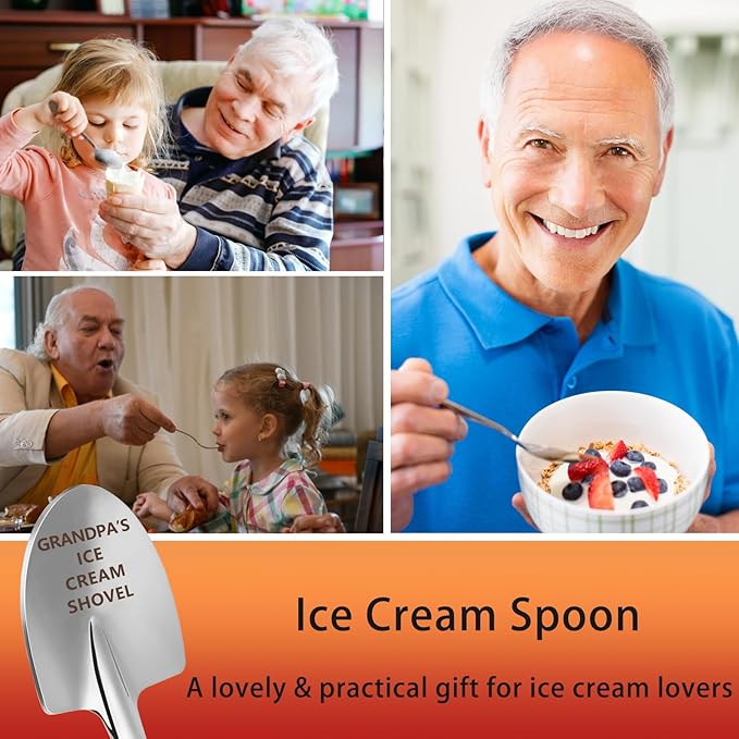 Funny Grandpa Christmas Birthday Gifts,Grandpa Gifts from Granddaughter,Fathers Day Ice Cream Shovel Spoon Presents for Grandfather,Funny Engraved Stainless Steel Spoon Shovel.