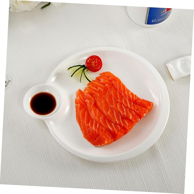 Ceramic Divided Serving Plate Multi-function Dumpling Dish Soy Sauce Dish Household Chips Plate for Sushi and Appetizers for Parties and Entertaining