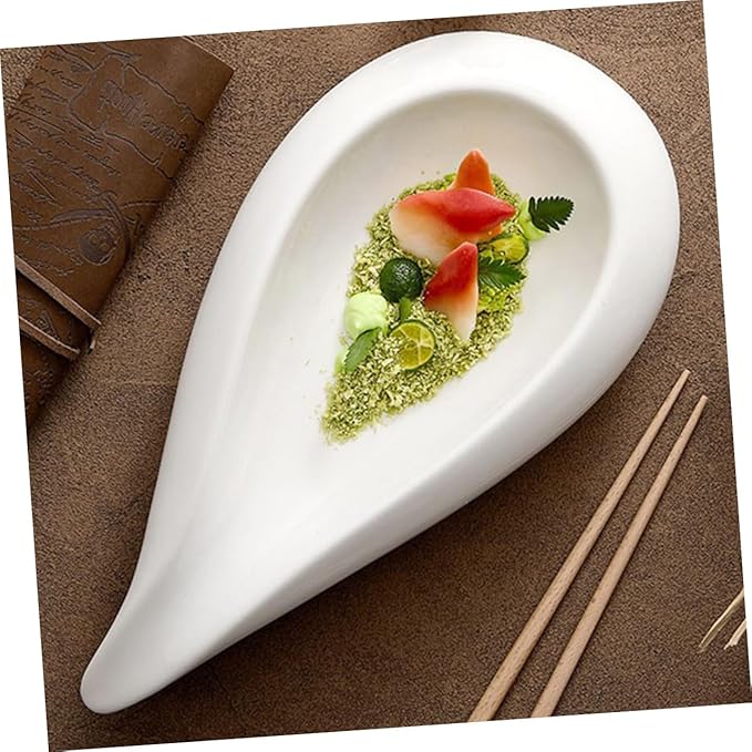 Ceramic Water Drop Warming Tray Dinner Plate Tear Drop Appetizer Plates Food Trays Salad Decorative Bowl