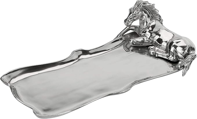 Arthur Court Designs Aluminum Horse Figural Oblong Tray 17.5 inch x 7.25 inch