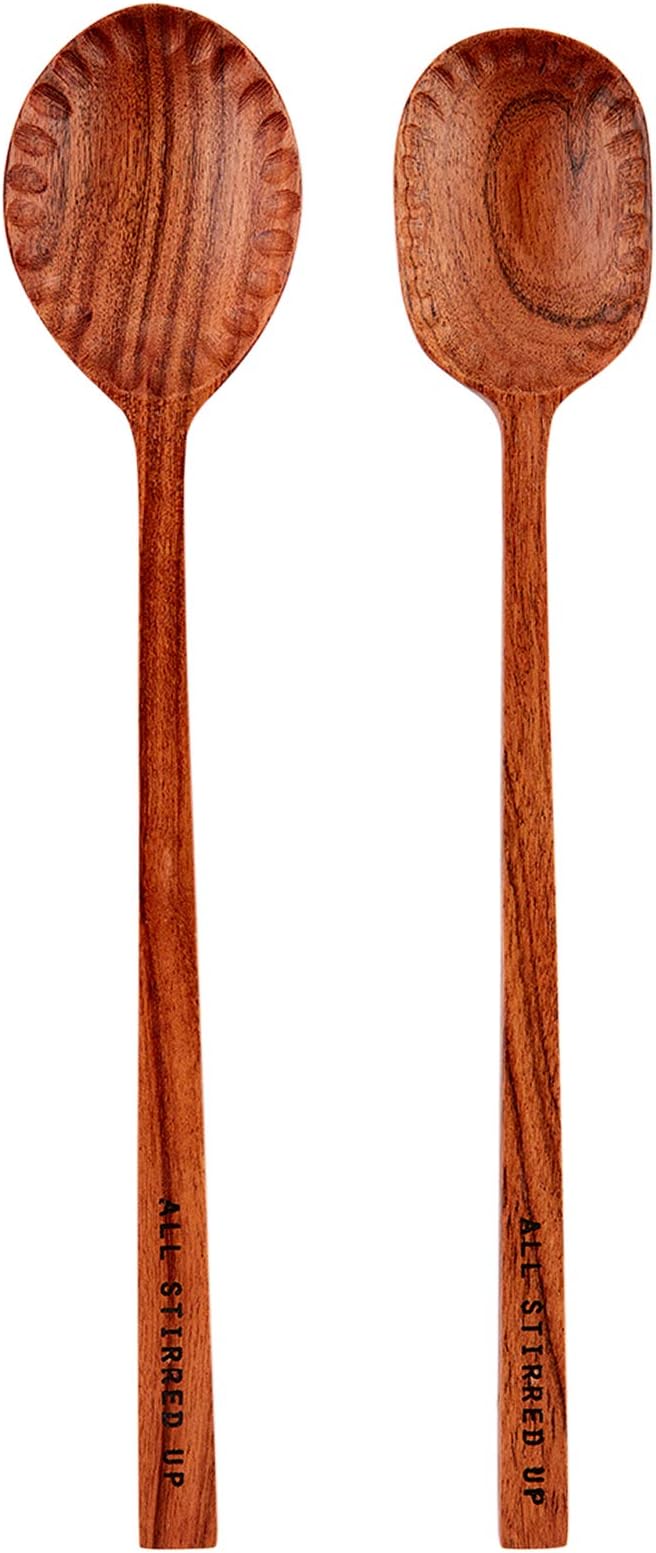 Mud Pie WOOD SERVING SET, 14", All Stirred