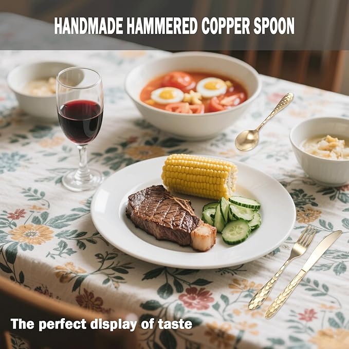 3-Piece Hammered Brass Cutlery Set, 99.99% Pure Copper High-End Kitchen Utensils Cutlery, Suitable for Home and Restaurant Cutlery Sets, Dishwasher Safe (3-piece set)