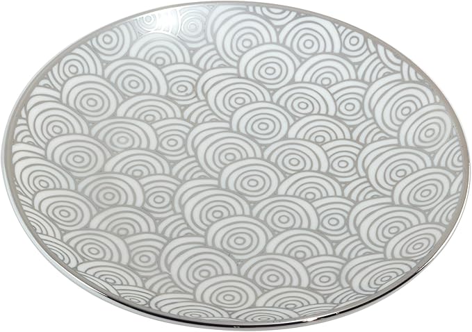 Certified International Mosaic Silver Plated 6" Luncheion/Canape Plates Set of 6 Assorted Designs