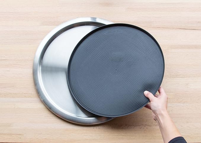 Service Ideas TR1614RI Tray with Removable Insert, 14" Round, Stainless Steel, Brushed