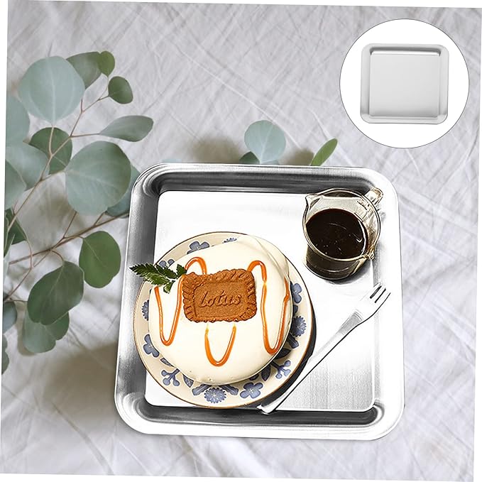 GLEAVI Stainless Steel Serving Tray Cake and Dessert Plate for Home Food Storage for Parties Picnics and Afternoon Tea Gatherings