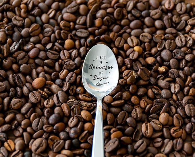 Just a Spoonful of Sugar Spoon Funny Engraved Stainless Steel Spoon,Coffee and Tea Lover Gifts for Men Women,Mary Poppins Gifts,Gift for Friends Mom and Dad Birthday Valentine Christmas Gift