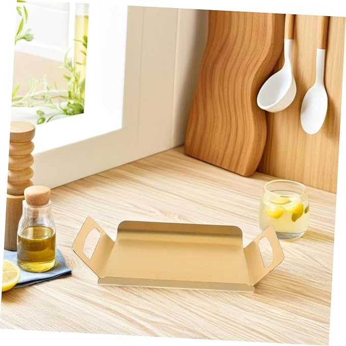 Garneck Stainless Steel Cake Serving Tray Rectangular Portable Snack Tray for Buffet Tea Party Wedding