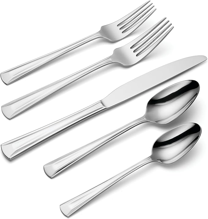 Oneida Cella 42 Piece Everyday Flatware, Service for 8, 18/0 Stainless Steel, Silverware Set