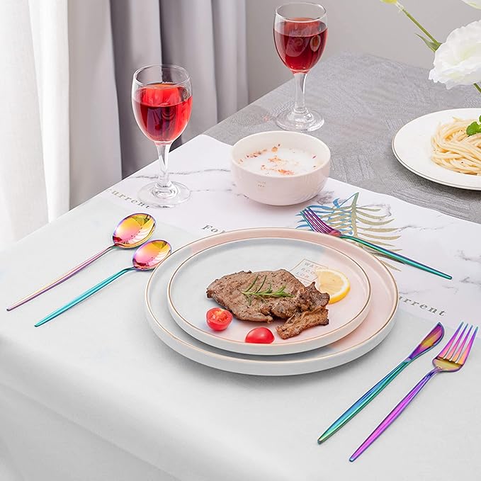 20 Piece Rainbow Silverware Set,Stainless Steel Flatware Cutlery Set Service for 4,Forks Spoons Knives,Kitchen Utensil Set,Tableware for Home and Restaurant, Dishwasher Safe