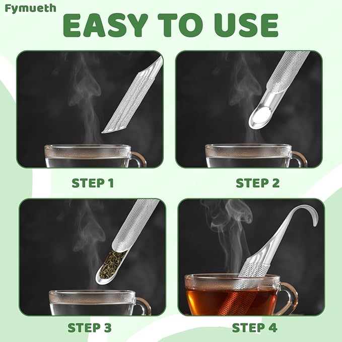 Tea Diffusers for Loose Tea, 2-Piece Stainless Steel Tea Infuser Set with Fine Mesh Filter, Reusable Loose Leaf Tea Steeper with Hook, Includes Tea Spoon and Tongs, for Home, Office, Travel