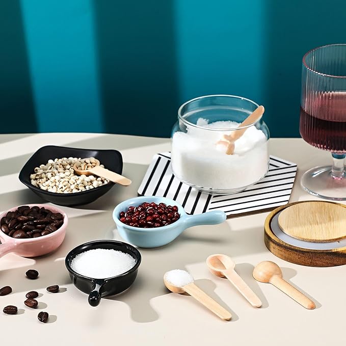 Patelai 30 Pieces Mini Wooden Spoons Bulk 3 Inch Small Condiments Tiny Jars Spoons for Coffee Condiment Honey Teas Sugar Kitchen Cooking Bath Salt (Cute Style)