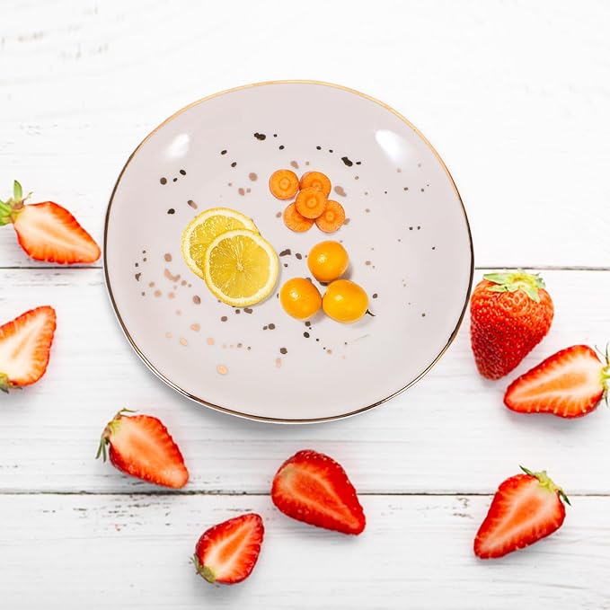 Ceramic Pasta Plate Nordic Style Irregular round Food Serving Plate White Speckled Design for Residential and Hospitality Appetizer Serving