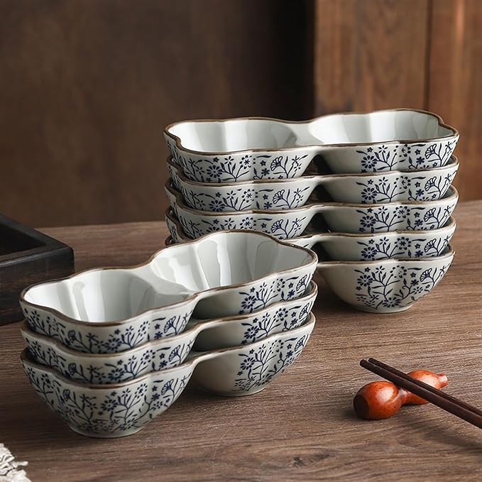 Sauce Dish Formatted Snack Bowl Dipping Plate Ceramic Commercial Cooking Seasoning Sauce Bowl Snack Plate Snack Plate(4-Piece)