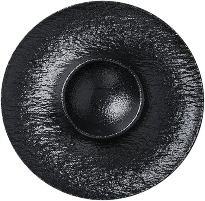 Ceramic Divided Snack Plate with Dipping Saucer, Serving Platter for Dumplings, Fried Chicken, Appetizers, Tacos- Black