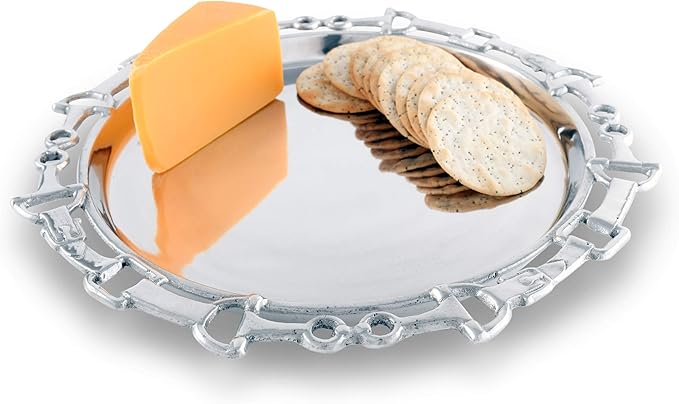 Arthur Court Metal Serving Aluminum Equestrian Round Horse Tray/Platter 12.25 inch Diameter