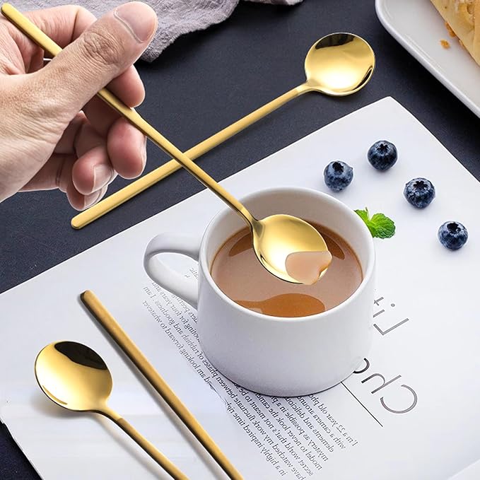 4-Piece Dessert Spoons Set,Stainless Steel Dessert Spoons,Silverware Teaspoon for lce Cream,Tiramisu,Pudding,Yogurt