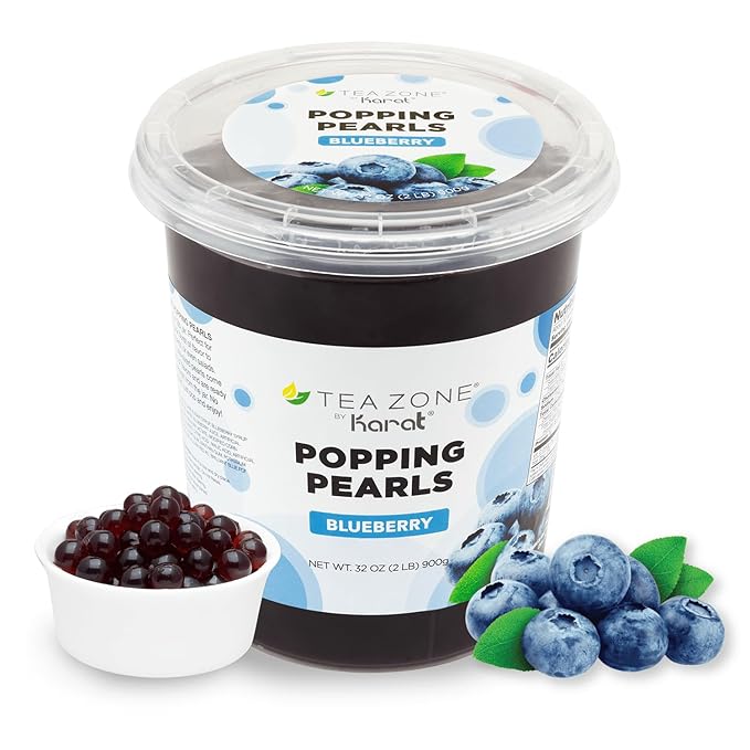 Tea Zone [2 Pound] Blueberry Popping Pearls for Boba tea Beverages, Sweets, Ice Cream Topping-B2056 (2.0lb)