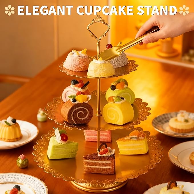 12 PCS Gold Cake Stand Set, Dessert Table Display Set with Metal Cupcake Stand and Cake Stands for Party, Wedding, Birthday, Anniversary, Baby Shower, Thanksgiving, Christmas