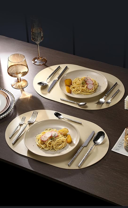 20-Piece Silverware Set, Stainless Steel Flatware Set for 4, Modern Hammered Utensil Tableware Set Include Dinner Knife/Fork/Spoon, Mirror Finish, Dishwasher Safe (20, silver)