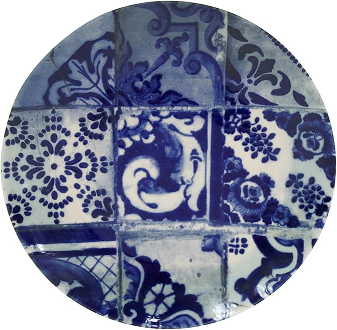 Costa Nova Ceramic Stoneware 11'' Dinner Plate - Beja Collection, White & Blue | Microwave & Dishwasher Safe Dinnerware | Food Safe Glazing | Restaurant Quality Tableware