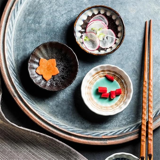 Appetizer Plates Retro Ceramic Seasoning Plate Hotel Restaurant Sauce Dish Flavor Dish Kitchen Supplies for Condiment