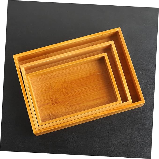 Cabilock Wooden Serving Tray Rectangular Multifunctional Desktop Food Plate for Home Kitchen Storage for Snacks Desserts Elegant