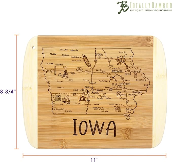 Totally Bamboo A Slice of Life Iowa State Serving and Cutting Board, 11" x 8.75"