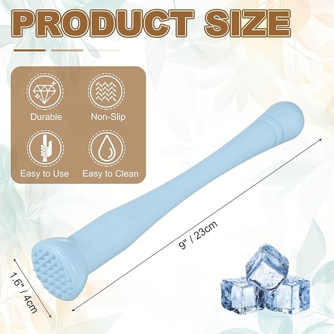 uxcell Cocktail Muddler, 9 Inch PP Drink Muddler Bar Accessories Tools Ice Crusher for Home Party Cocktail Fruit Drinks, Blue (Thin)