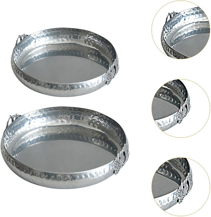 Metal Tray for Serving Fruits and Snacks with Organizer for Desserts, Silver