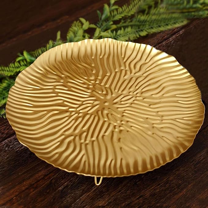 Efavormart 12" Gold Wavy Hairpin Leg Metal Serving Tray Dessert Display, Pedestal Wedding Cake Cupcake Stand Centerpiece