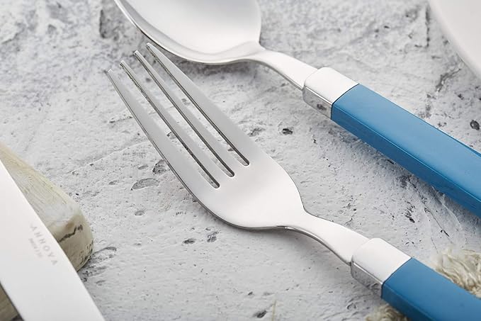 ANNOVA Silverware Set Stainless Steel Colorful Tableware Kitchen Flatware Set Utensils, Includes Dinner Knives, Forks, Spoons, Salad Forks & Dessert Spoons (Blue, 20 Pieces)
