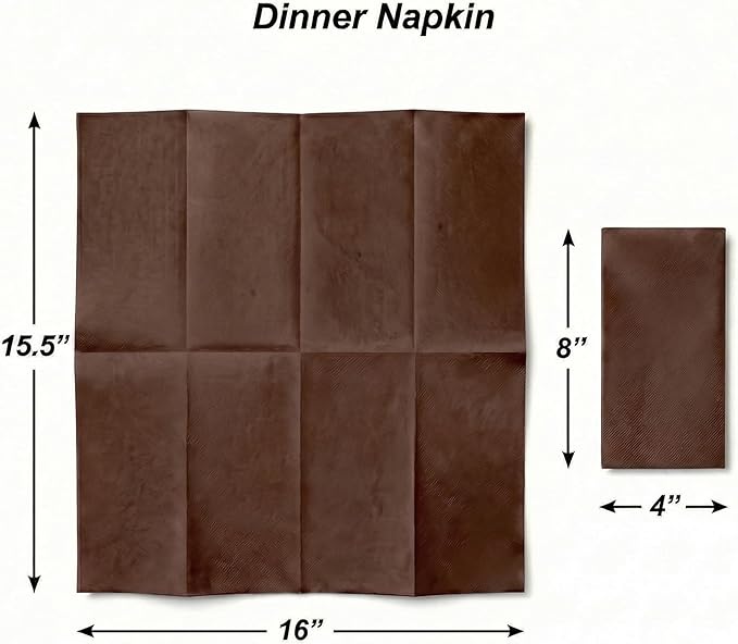 AMERICAN HOMESTEAD Paper Napkins - Brown Disposable Linen-Like Dinner Napkins - Restaurant-Quality Table Serviettes for Weddings, Parties, and Events - 15.75" x 15.75" - 50 Count