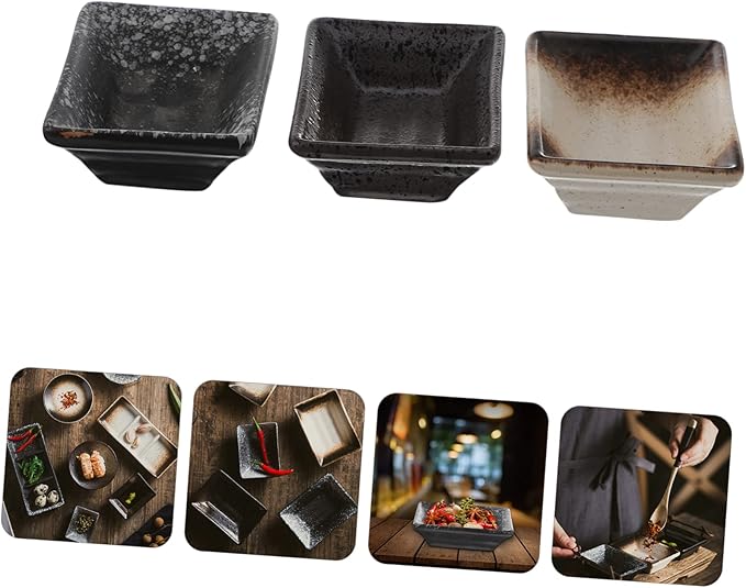3pcs Japanese Style Ceramic Seasoning Dish Versatile Appetizer Plates for Dipping Sauce Condiments and Snacks Lightweight and Easy to Clean