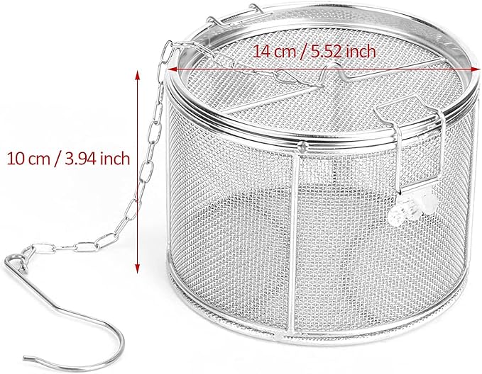 AUNMAS Seasoning Strainer, Stainless Steel Tea Mesh Tea Infuser Strainer with Extended Chain Hook for Brew Loose Leaf Tea and Seasonings, Sliver 5.52 x 3.94in