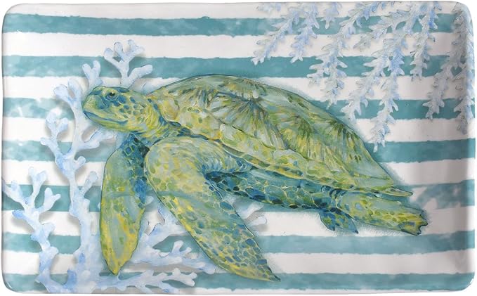 Merritt Sea Turtle 8-1/2" x 5-1/4" Small Melamine Snack Tray, Multicolor